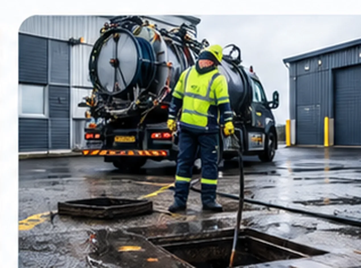 Commercial drainage team at work