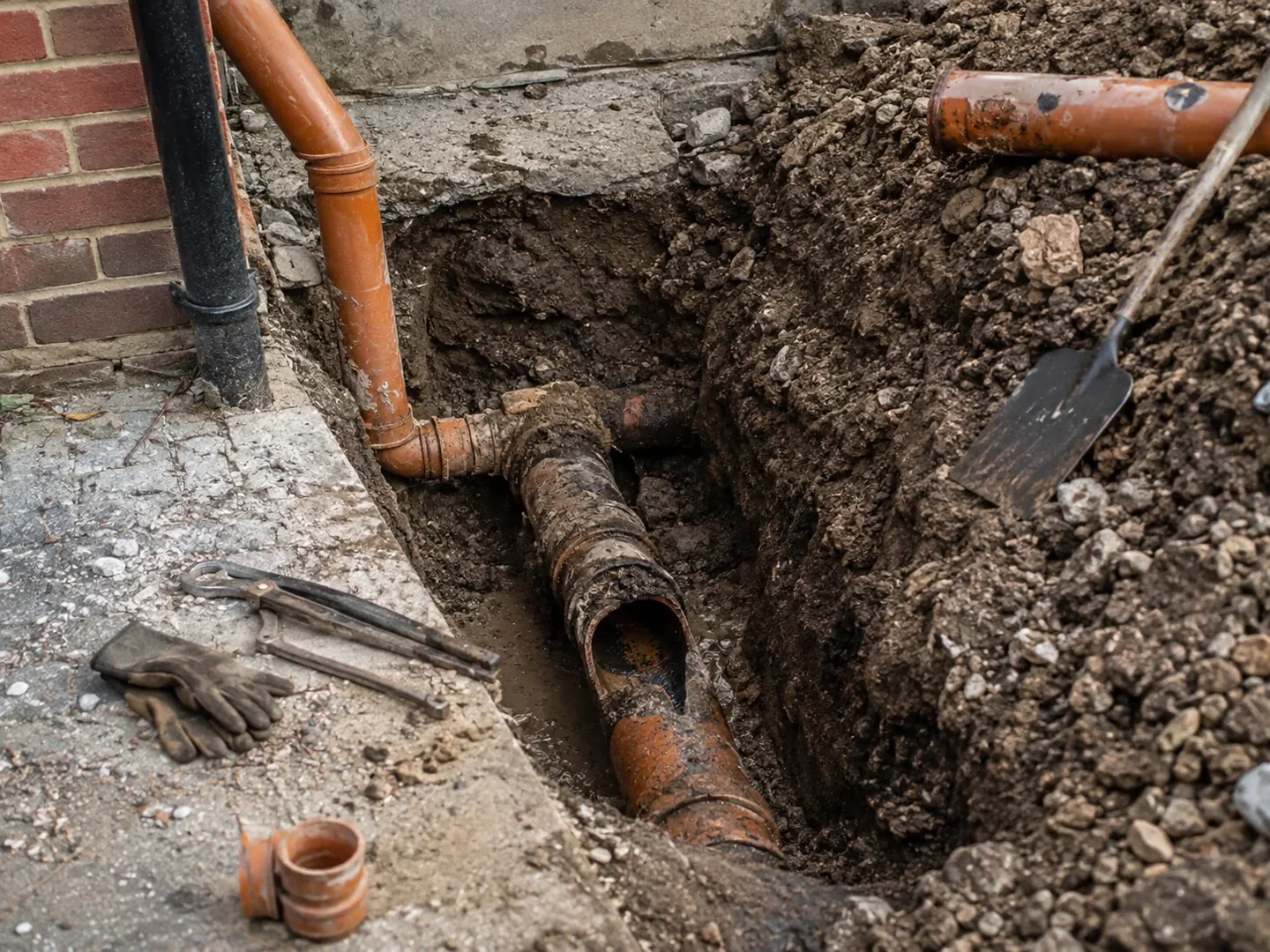 Drain repairs excavation